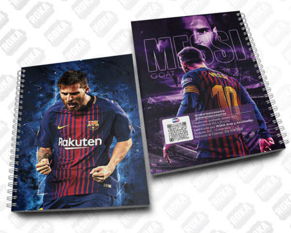 Cuaderno Messi con uniforme del Barcelona 2