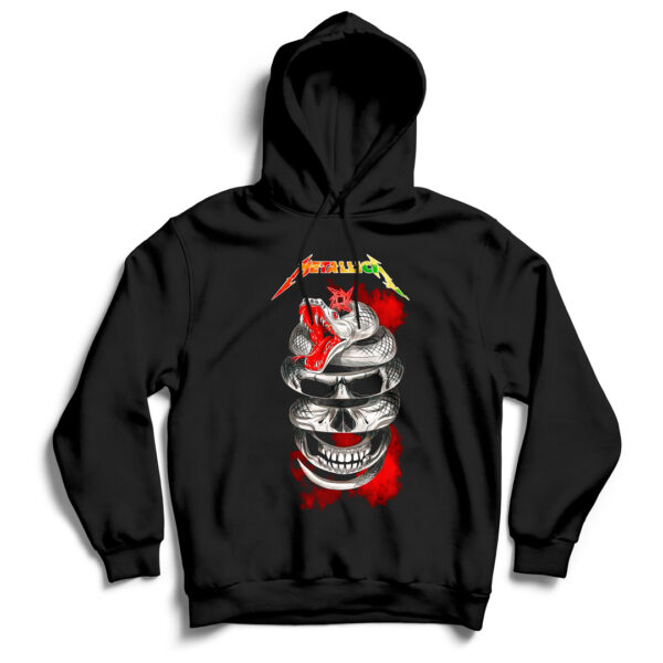 Hoodie Metallica 004 estampado con serpiente y calavera