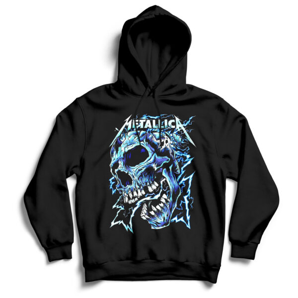 Hoodie Metallica 005 estampado calavera azul