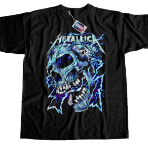 Camiseta Metallica 005 estampado calavera azul