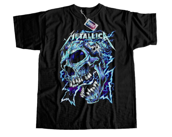 Camiseta Metallica 005 estampado calavera azul